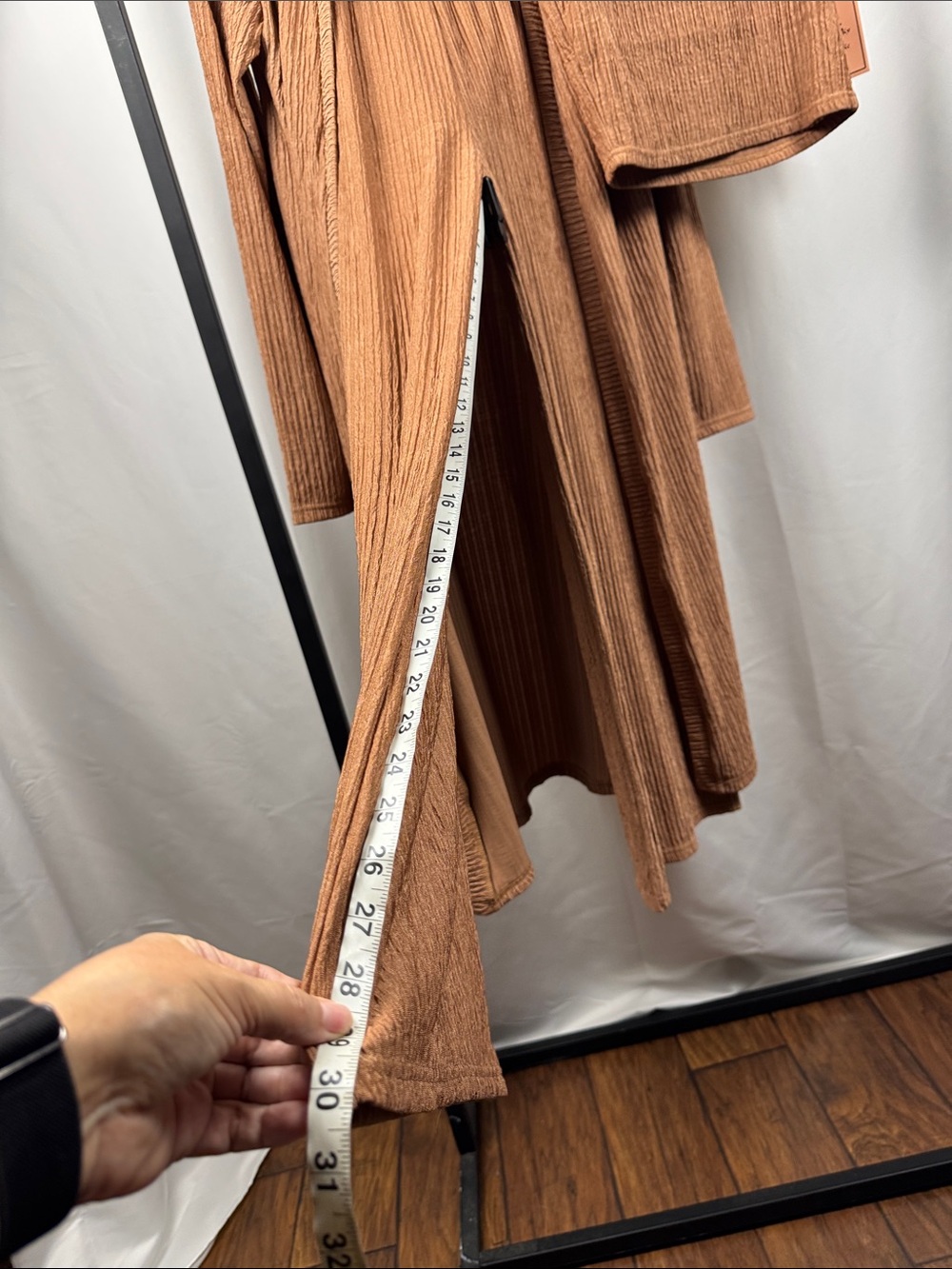 NWT 3 Piece Ribbed Knit Matching Set Duster Tank Wide Leg Pants L - Picture 10 of 12